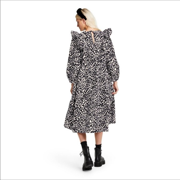 Women's Leopard Print Long Sleeve Dress - Sandy Liang - Picture 3 of 10